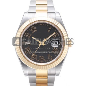 SWISS DATEJUST II STYLE 2-TONE BLACK ROMAN 41MM