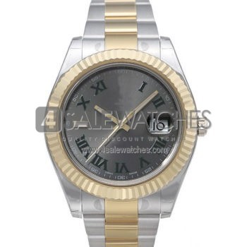 SWISS DATEJUST II STYLE 2-TONE GREEN ROMAN 41MM