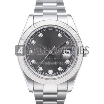 SWISS DATEJUST II STYLE STEEL GREY DIAMONDS 41MM
