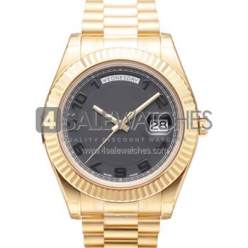SWISS DAY-DATE II STYLE GOLD GREY ARABIC 41MM