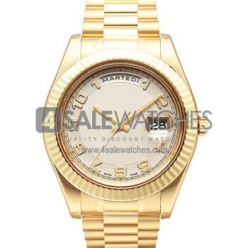 SWISS DAY-DATE II STYLE GOLD WHITE ARABIC 41MM
