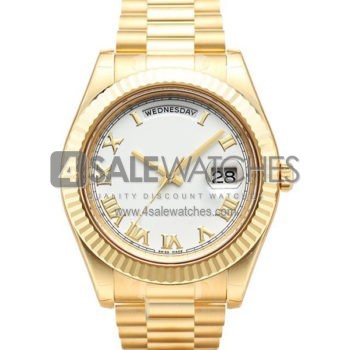 SWISS DAY-DATE II STYLE GOLD WHITE ROMAN 41MM
