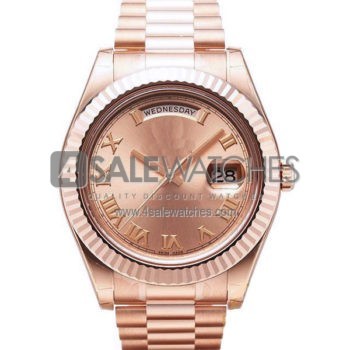 SWISS DAY-DATE II STYLE ROSE GOLD PINK ROMAN 41MM