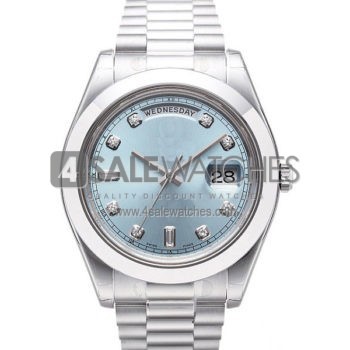 SWISS DAY-DATE II STYLE PLATINUM BLUE DIAMONDS 41MM