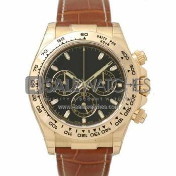 SWISS DAYTONA STYLE LEATHER YELLOW GOLD BLACK 40MM