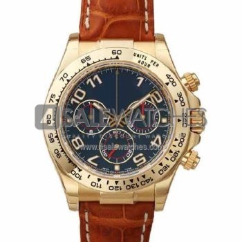 SWISS DAYTONA STYLE LEATHER YELLOW GOLD BLUE ARABIC 40MM