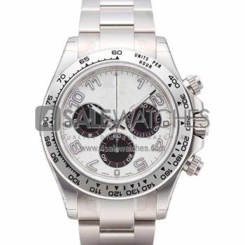 SWISS DAYTONA STYLE STEEL WHITE ARABIC BLACK 40MM