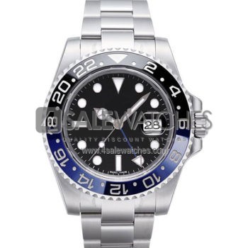 SWISS GMT MASTER II STYLE STEEL BLACK BLUE 40MM