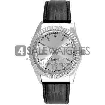 Steel Silver Black Leather Quartz