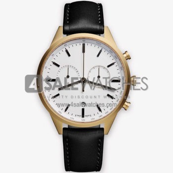 Yellow Gold White Black Leather