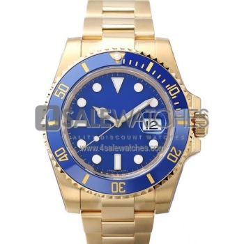 SWISS SUBMARINER STYLE GOLD BLUE CERAMIC 40MM