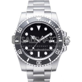 SWISS SUBMARINER STYLE STEEL NO DATE BLACK CERAMIC 40MM